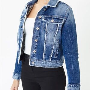 Malia Frayed Denim Jacket by KanCan Los Angeles